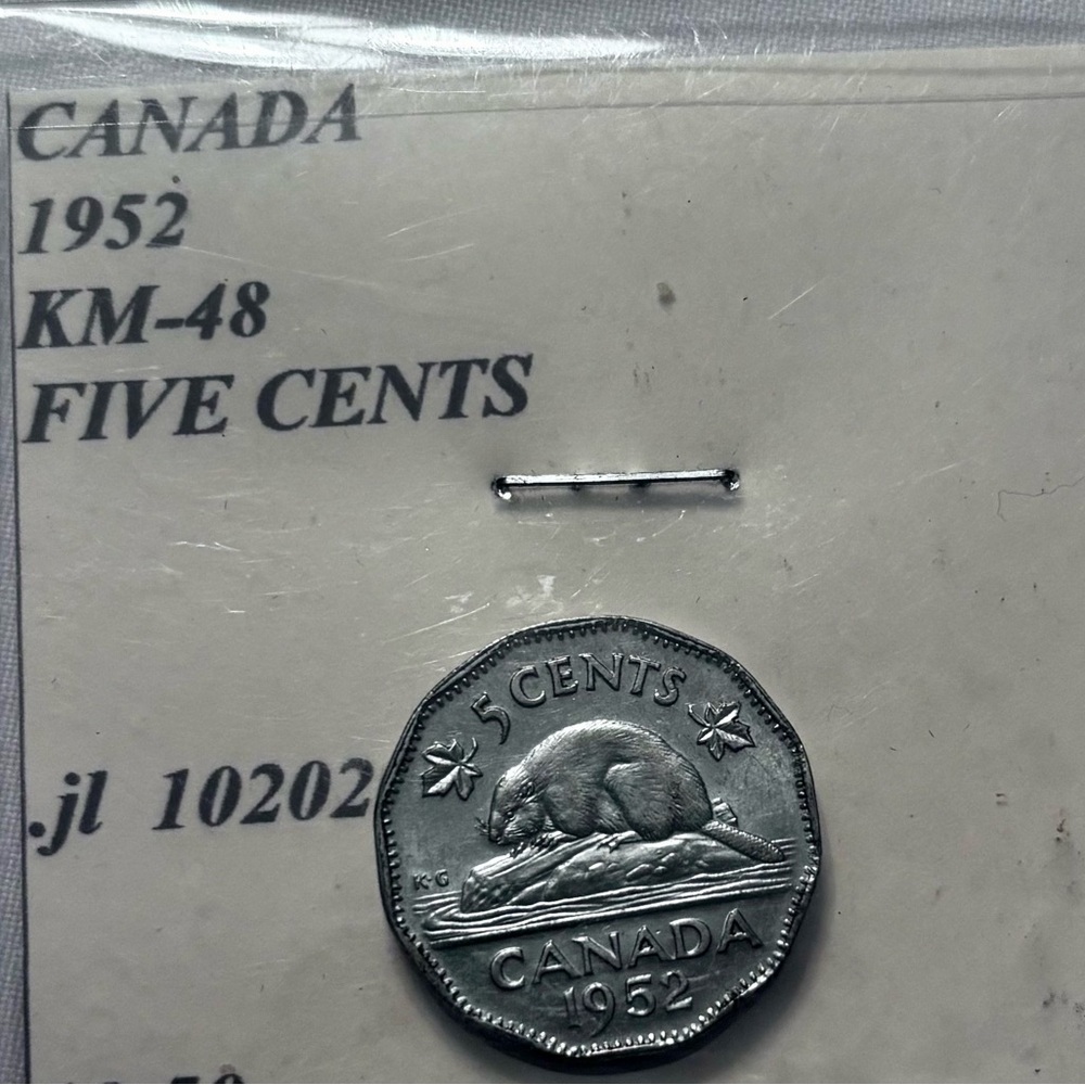 1952 Canadian Five Cents Coin